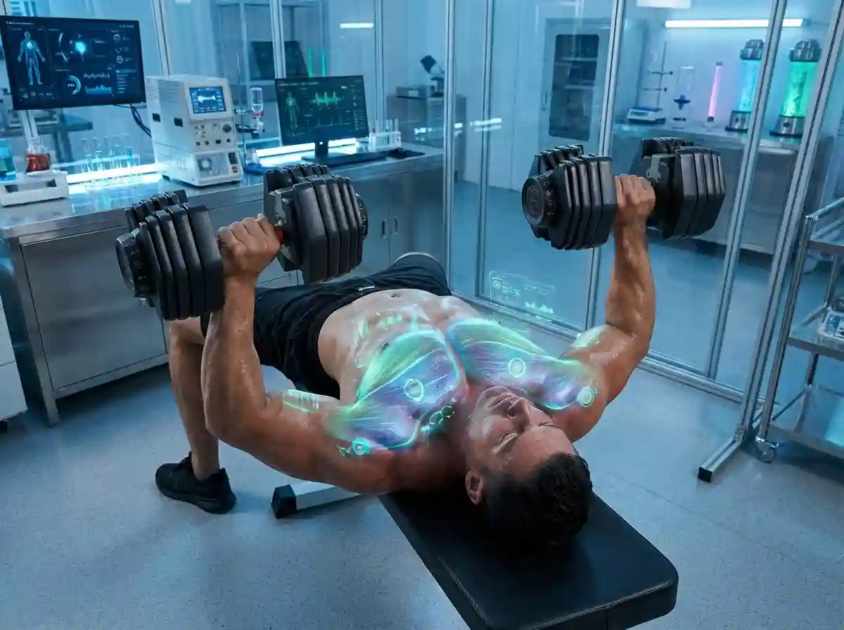 Bench press EMG electromyography research dumbbell barbell chest training